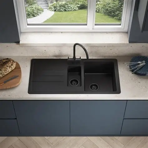 Inset stainless steel sink with visible rim