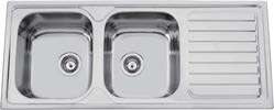 Okioline 120 Flat double bowl double bowl inset kitchen sink, item OKIOLINE120FLAT