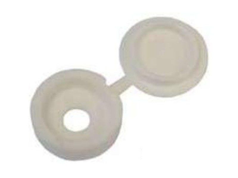 White hinged plastic screw cap cover